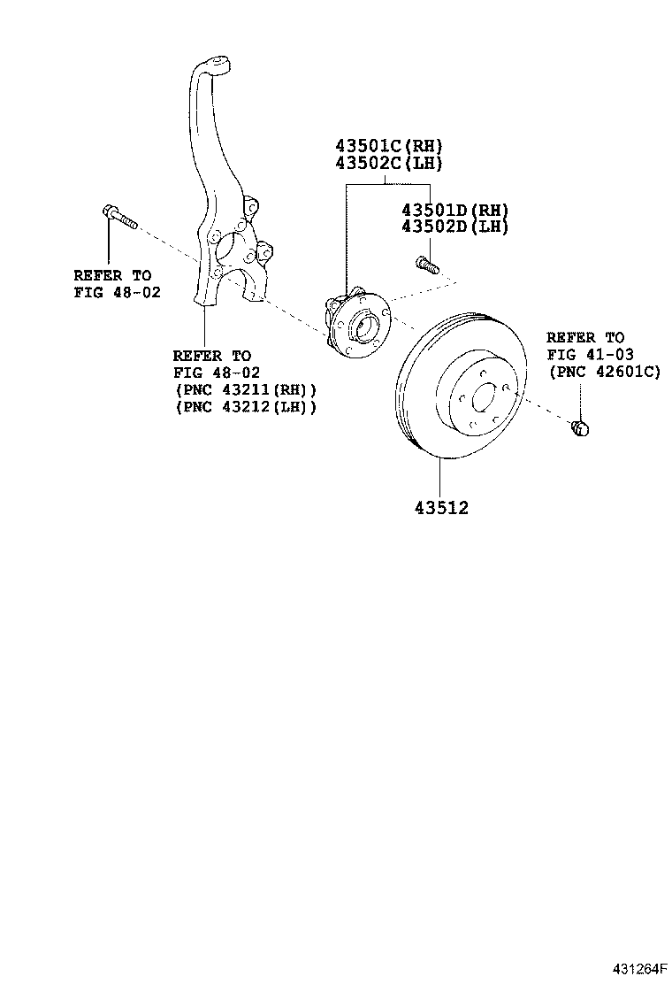 43550-0N010 HUB SUB-ASSY, FRONT AXLE, RH product image