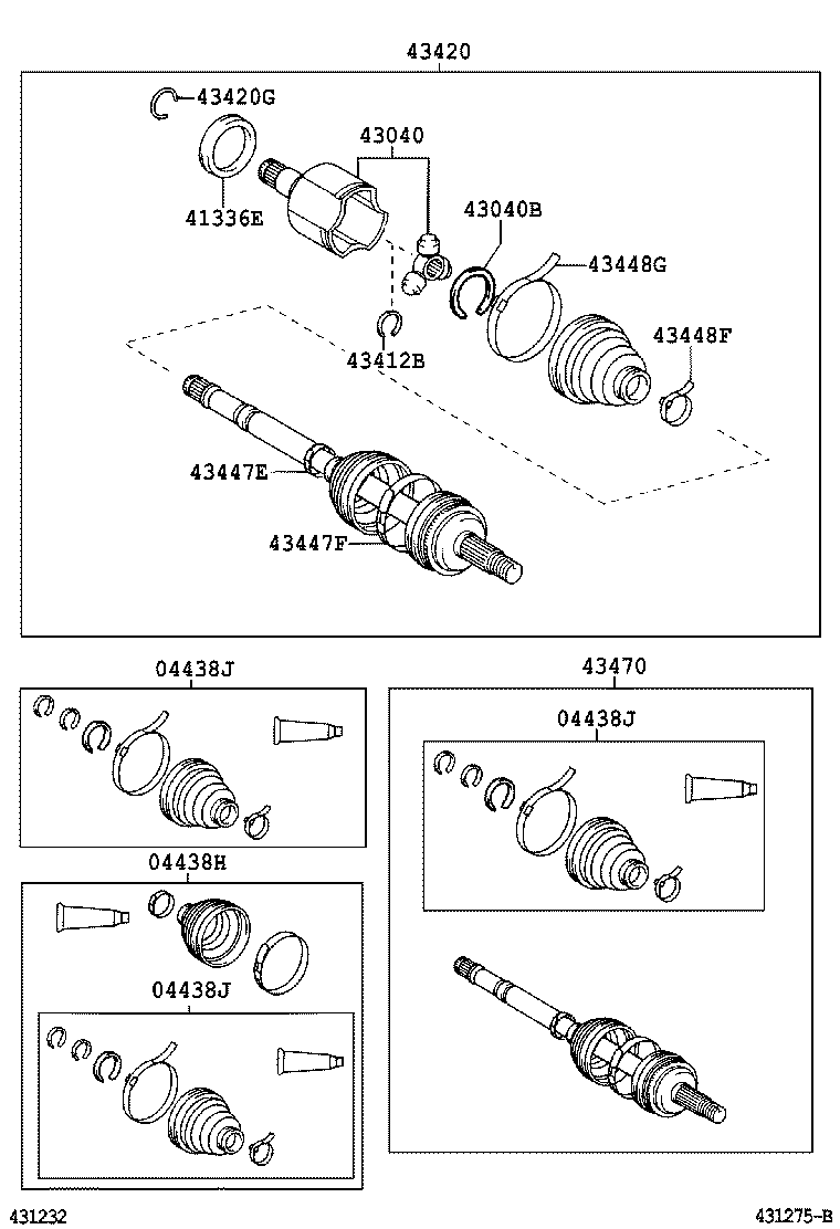 04427-02450 BOOT KIT, FRONT DRIVE SHAFT, IN & OUTBOARD, RH product image