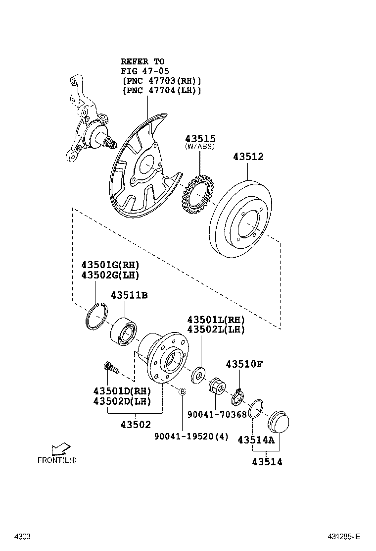43502-BZ110 HUB SUB-ASSY, FRONT AXLE product image