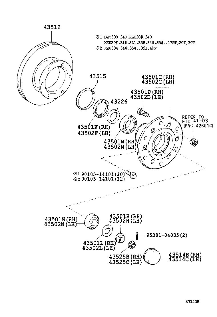 90033-64017 BEARING (FOR FRONT AXLE HUB RH) product image