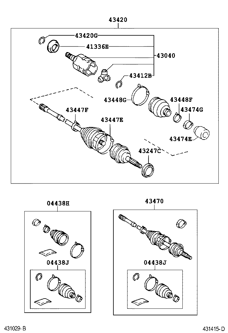 04438-06280 BOOT KIT, FRONT DRIVE SHAFT, IN & OUTBOARD, RH product image