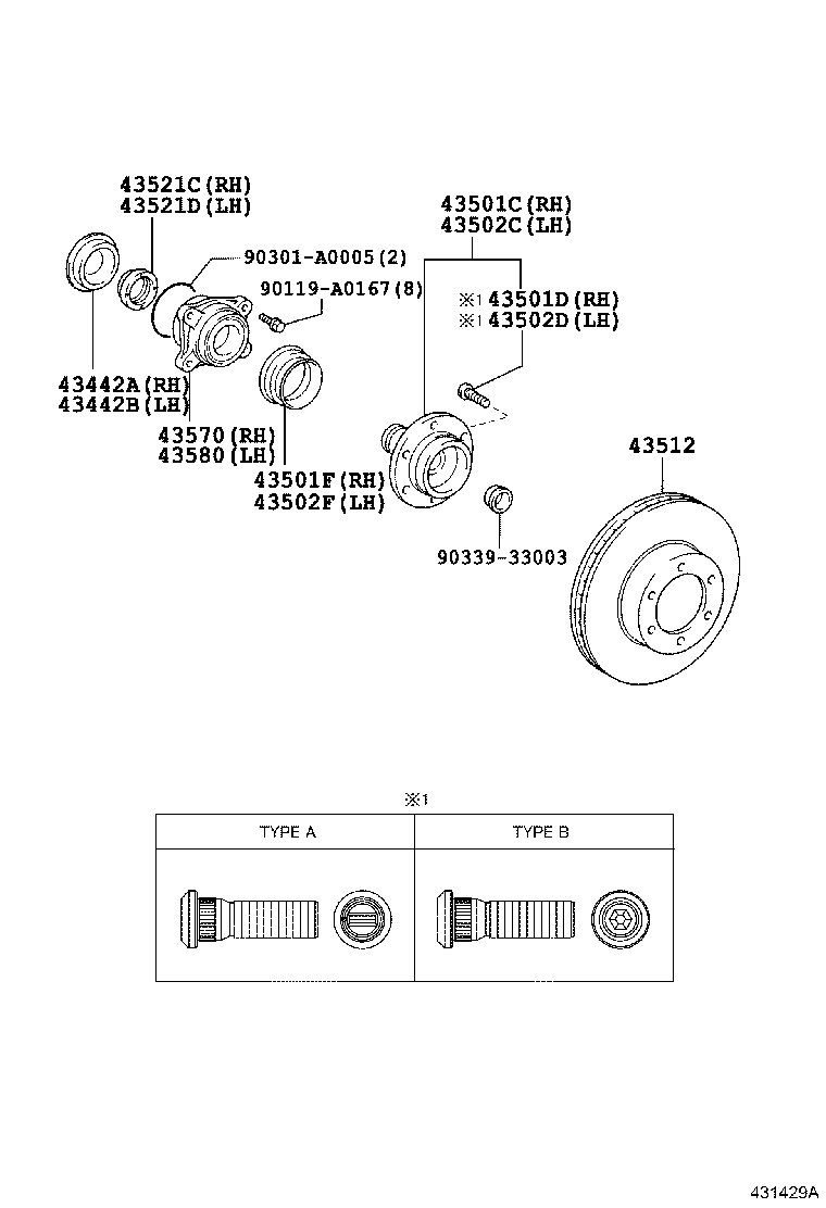 90366-A0001 BEARING (FOR FRONT AXLE HUB INNER RH) product image