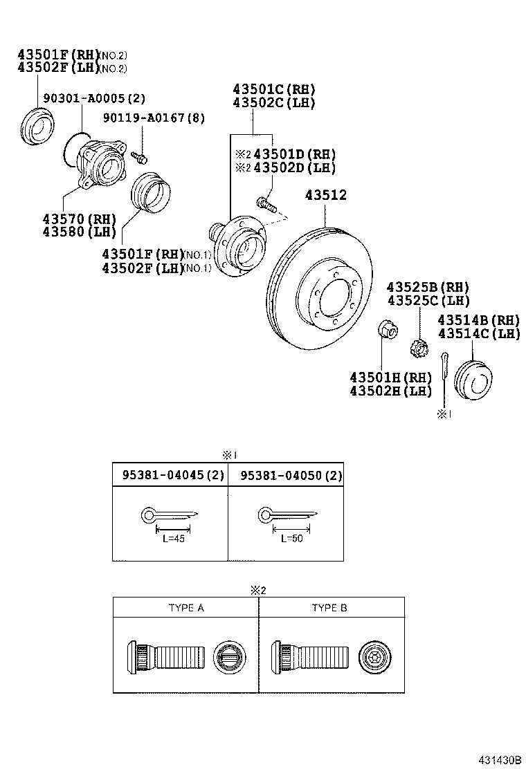 90366-A0001 BEARING (FOR FRONT AXLE HUB INNER RH) product image