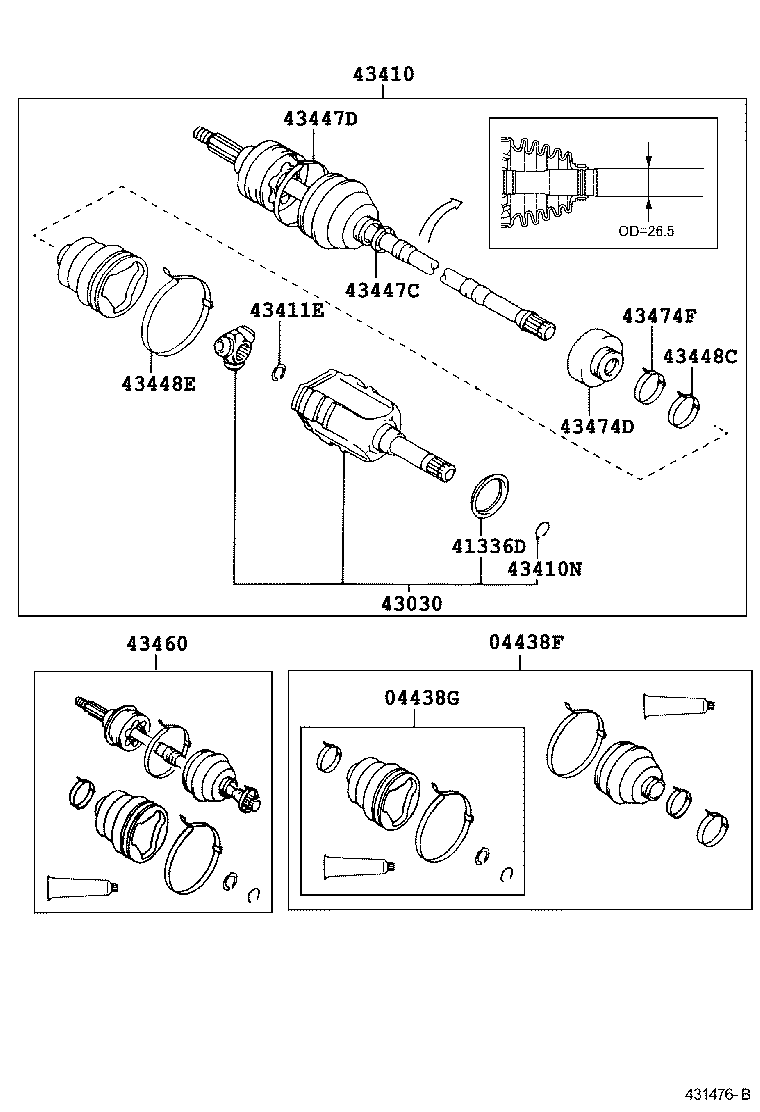 04438-28040 BOOT KIT, FRONT DRIVE SHAFT INBOARD JOINT, RH product image