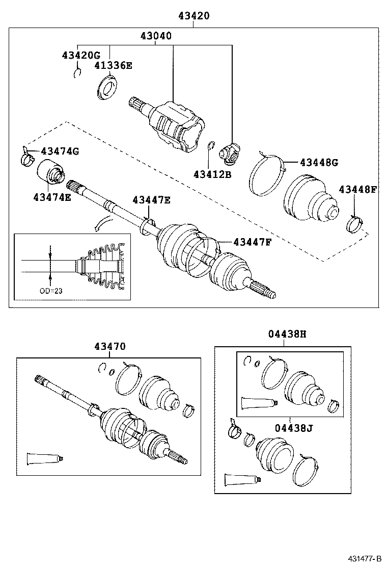 04438-28040 BOOT KIT, FRONT DRIVE SHAFT INBOARD JOINT, RH product image
