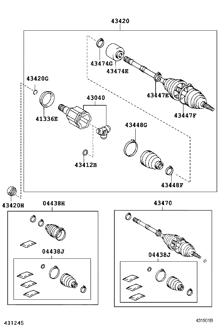 43030-0W030 JOINT ASSY, FRONT DRIVE INBOARD, RH product image