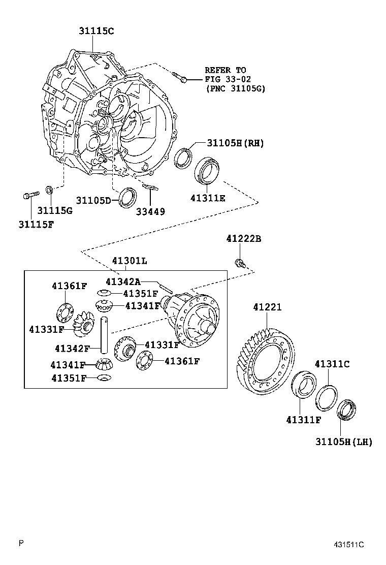 31115-20080 CASE, FRONT TRANSAXLE(MTM) product image
