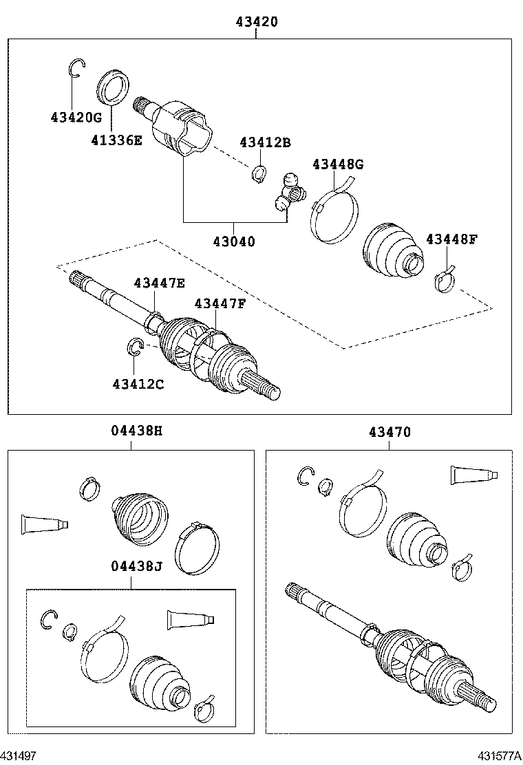 04427-0D140 BOOT KIT, FRONT DRIVE SHAFT, IN & OUTBOARD, RH product image