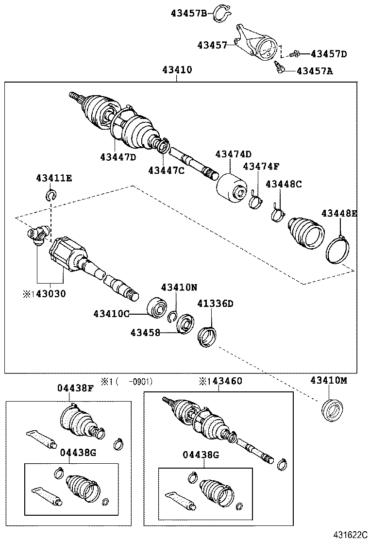 43410-33330 SHAFT ASSY, FRONT DRIVE, RH product image
