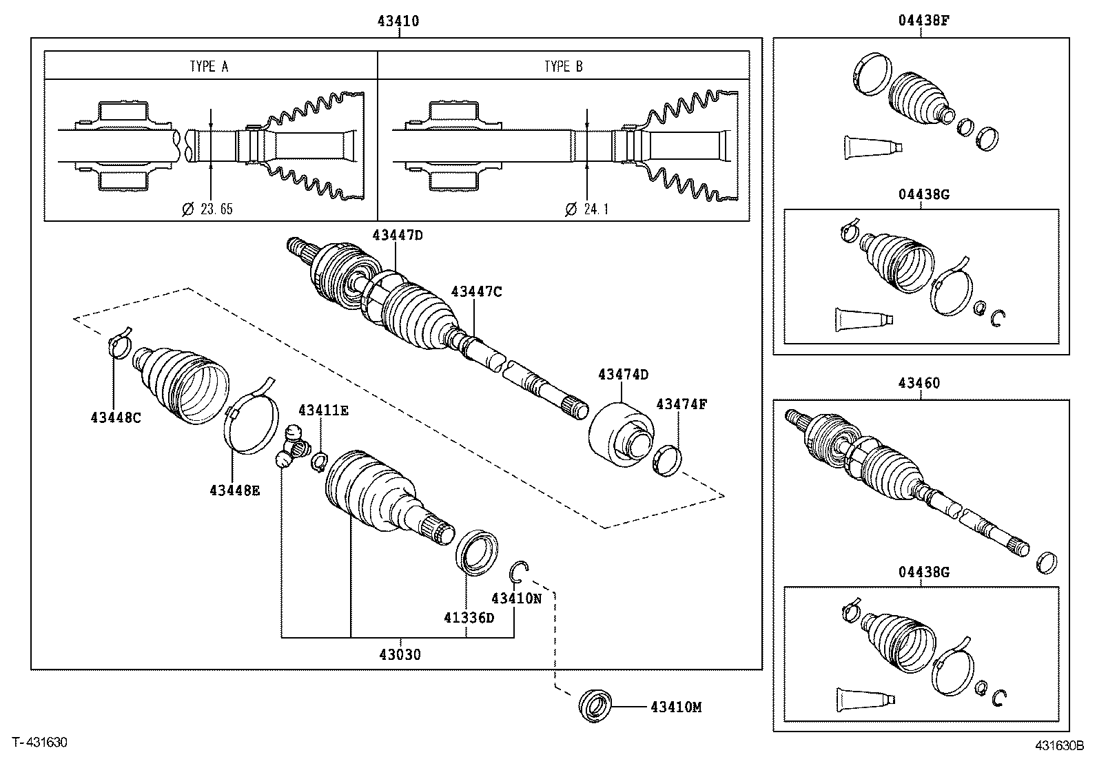 04427-52580 BOOT KIT, FRONT DRIVE SHAFT, IN & OUTBOARD, RH product image