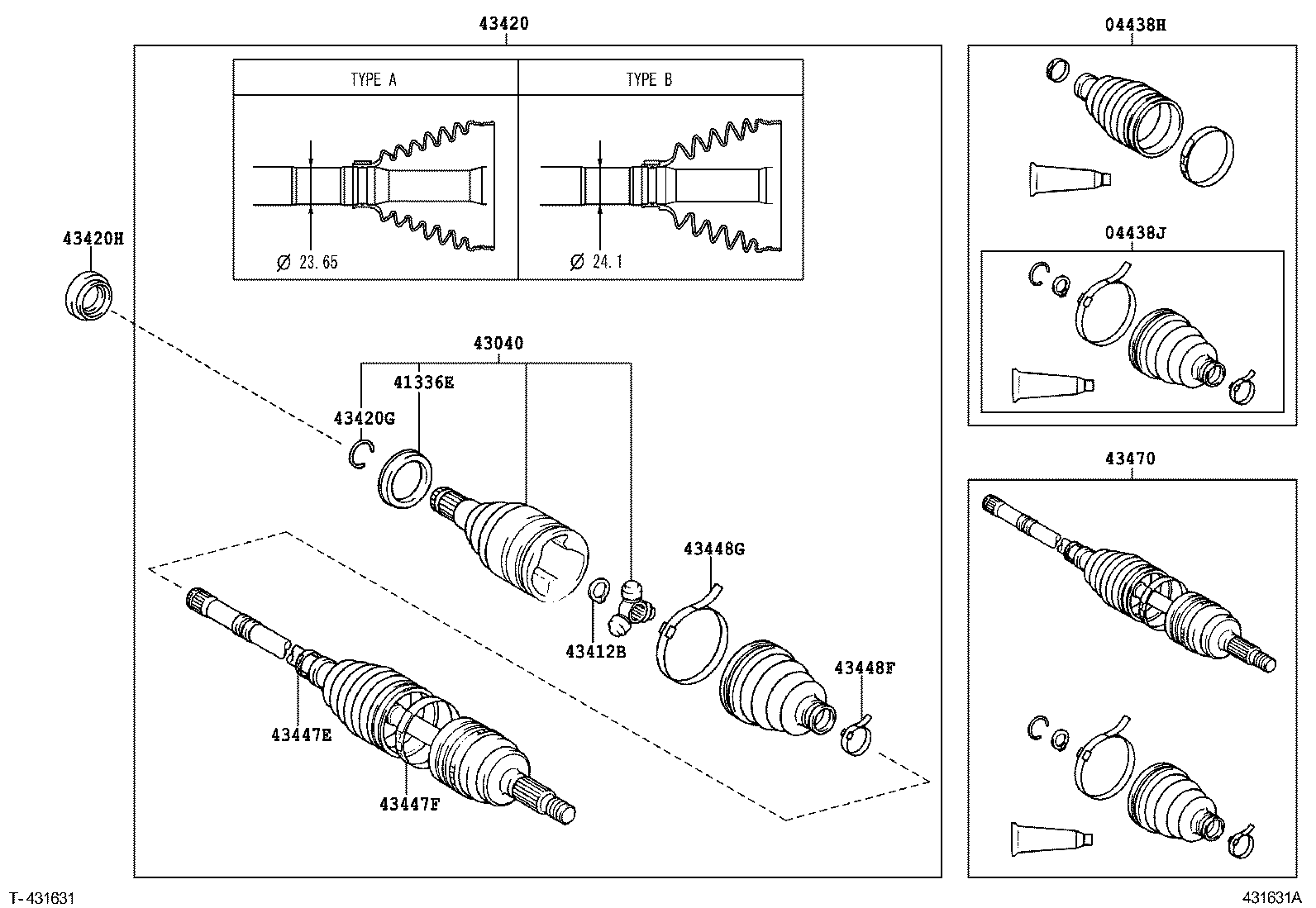 04427-52580 BOOT KIT, FRONT DRIVE SHAFT, IN & OUTBOARD, RH product image
