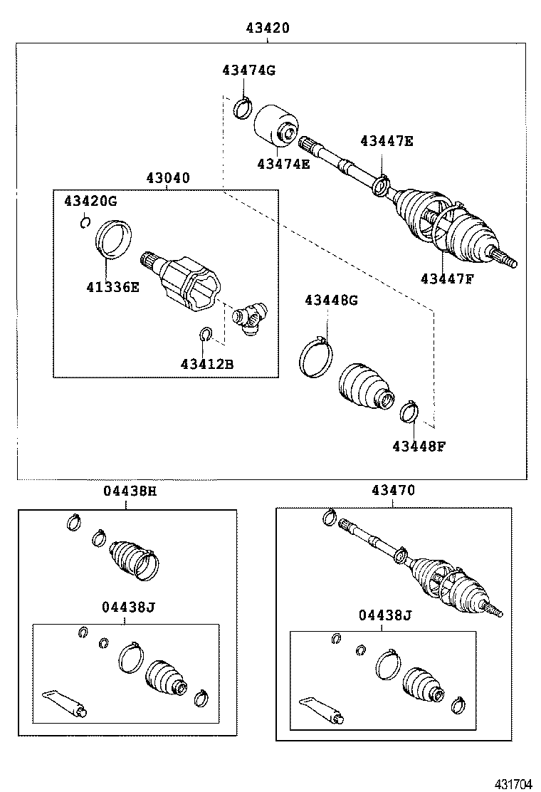 04427-06360 BOOT KIT, FRONT DRIVE SHAFT, IN & OUTBOARD, RH product image