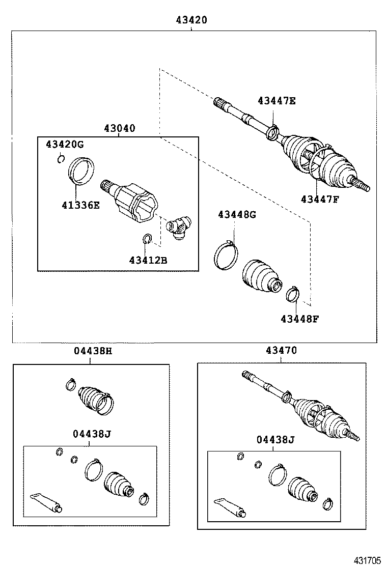 04427-06360 BOOT KIT, FRONT DRIVE SHAFT, IN & OUTBOARD, RH product image