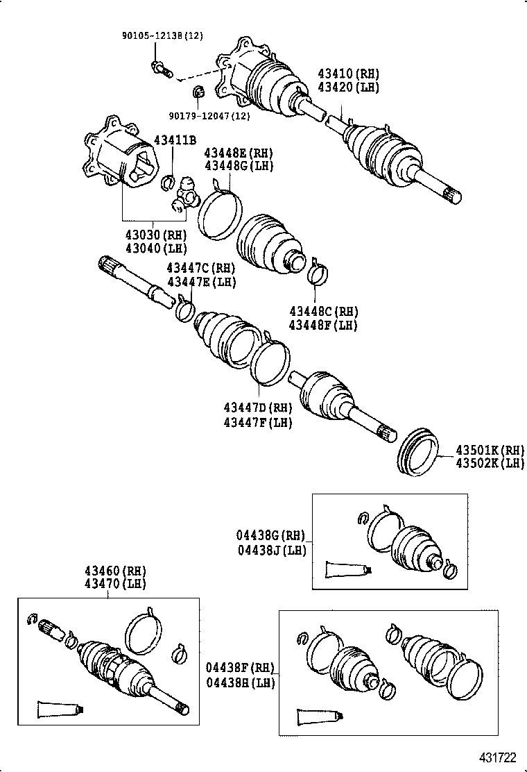 04438-25010 BOOT KIT, FRONT DRIVE SHAFT INBOARD JOINT, RH product image