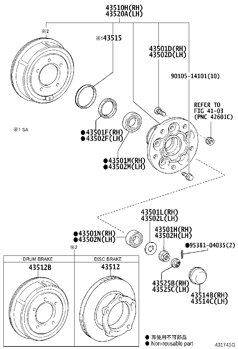 43501-0W010 HUB SUB-ASSY, FRONT AXLE, RH product image