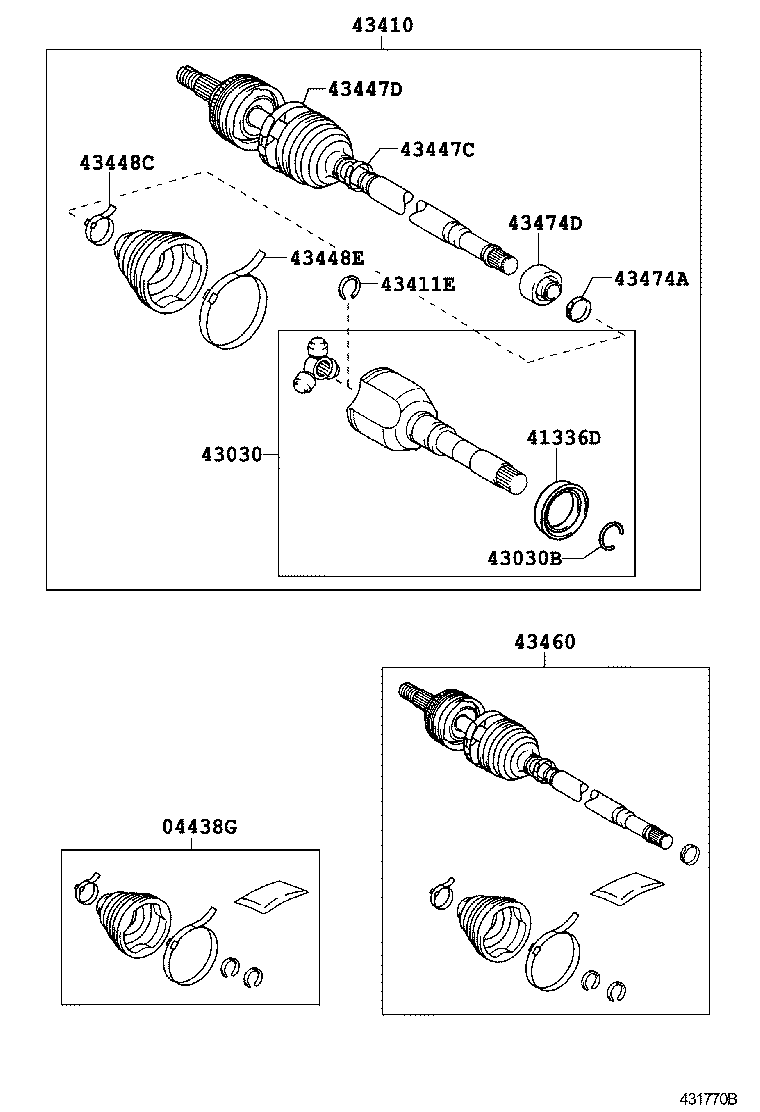 04427-02411 BOOT KIT, FRONT DRIVE SHAFT, IN & OUTBOARD, RH product image