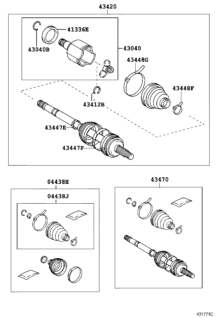 04427-02411 BOOT KIT, FRONT DRIVE SHAFT, IN & OUTBOARD, RH product image