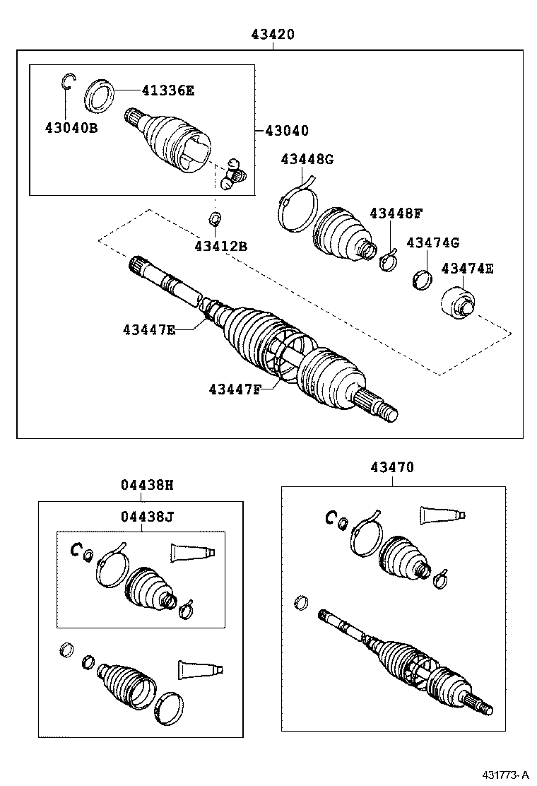 04427-02410 BOOT KIT, FRONT DRIVE SHAFT, IN & OUTBOARD, RH product image