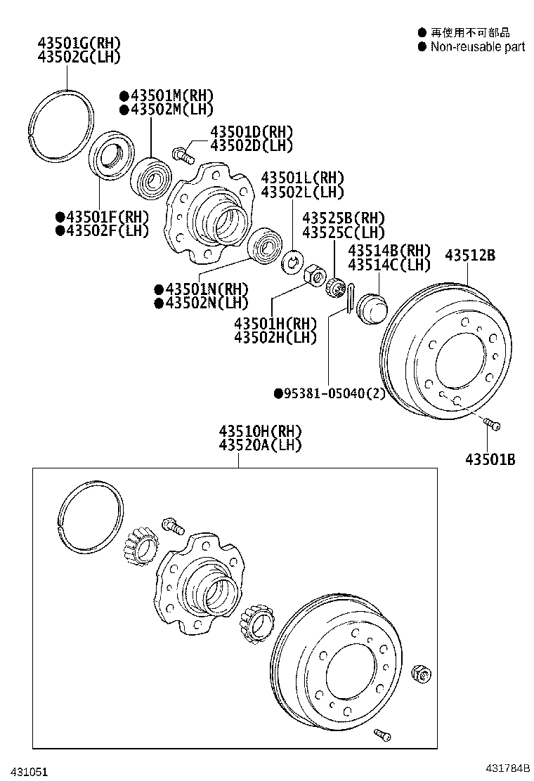 43501-0W010 HUB SUB-ASSY, FRONT AXLE, RH product image