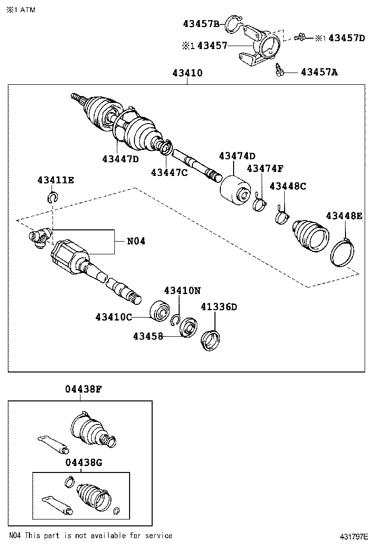 04427-06280 BOOT KIT, FRONT DRIVE SHAFT, IN & OUTBOARD, RH product image
