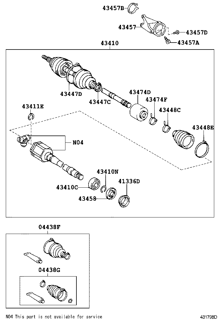 04427-06280 BOOT KIT, FRONT DRIVE SHAFT, IN & OUTBOARD, RH product image