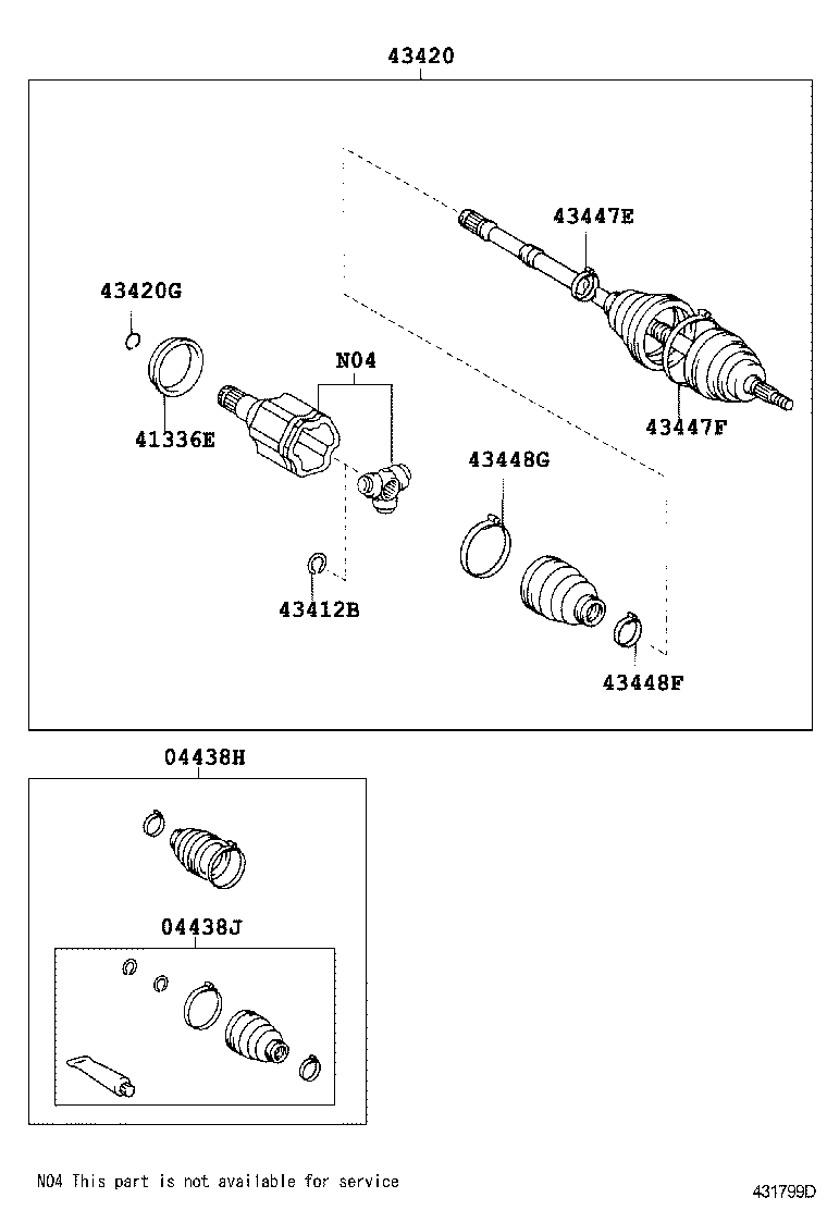 04427-06280 BOOT KIT, FRONT DRIVE SHAFT, IN & OUTBOARD, RH product image