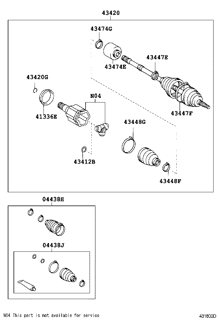 04427-06280 BOOT KIT, FRONT DRIVE SHAFT, IN & OUTBOARD, RH product image