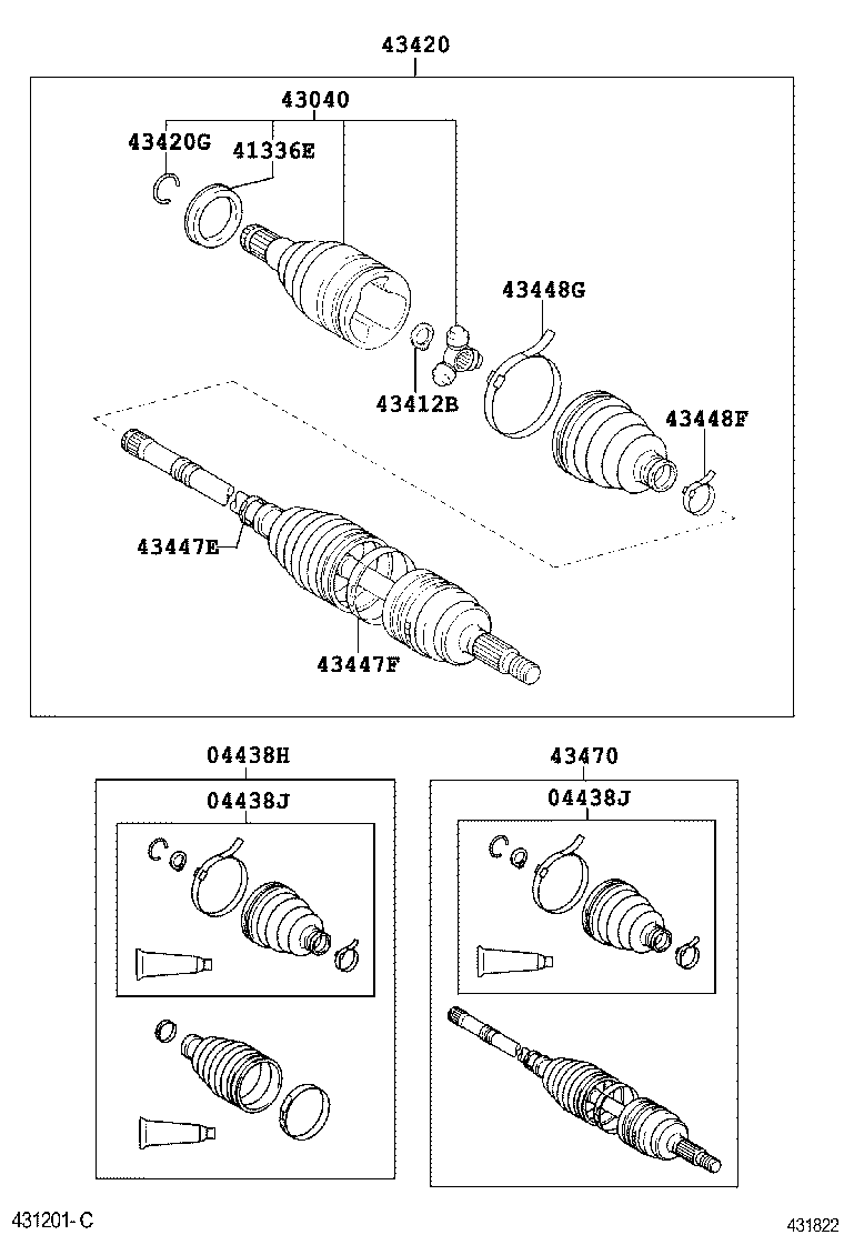 04427-0D151 BOOT KIT, FRONT DRIVE SHAFT, IN & OUTBOARD, RH product image
