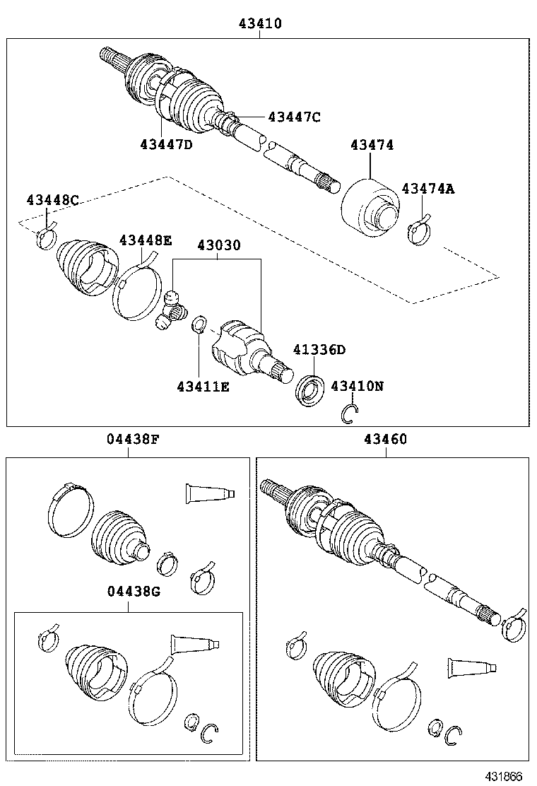 04427-02450 BOOT KIT, FRONT DRIVE SHAFT, IN & OUTBOARD, RH product image