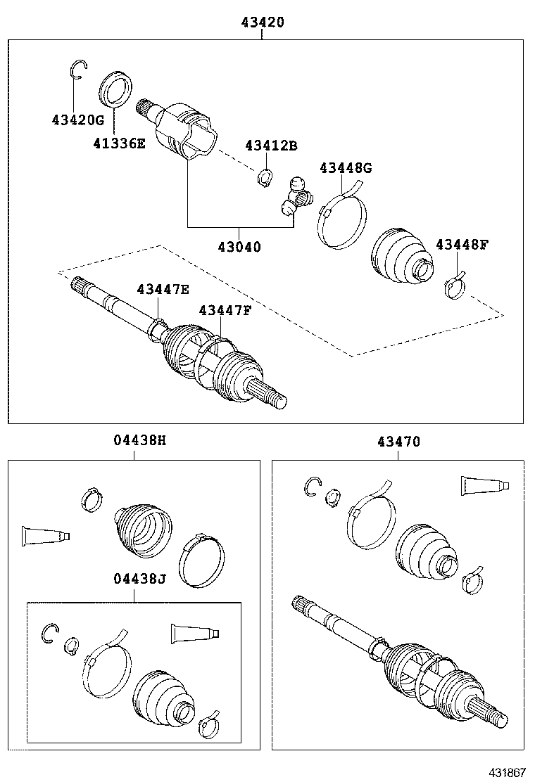 04427-02450 BOOT KIT, FRONT DRIVE SHAFT, IN & OUTBOARD, RH product image