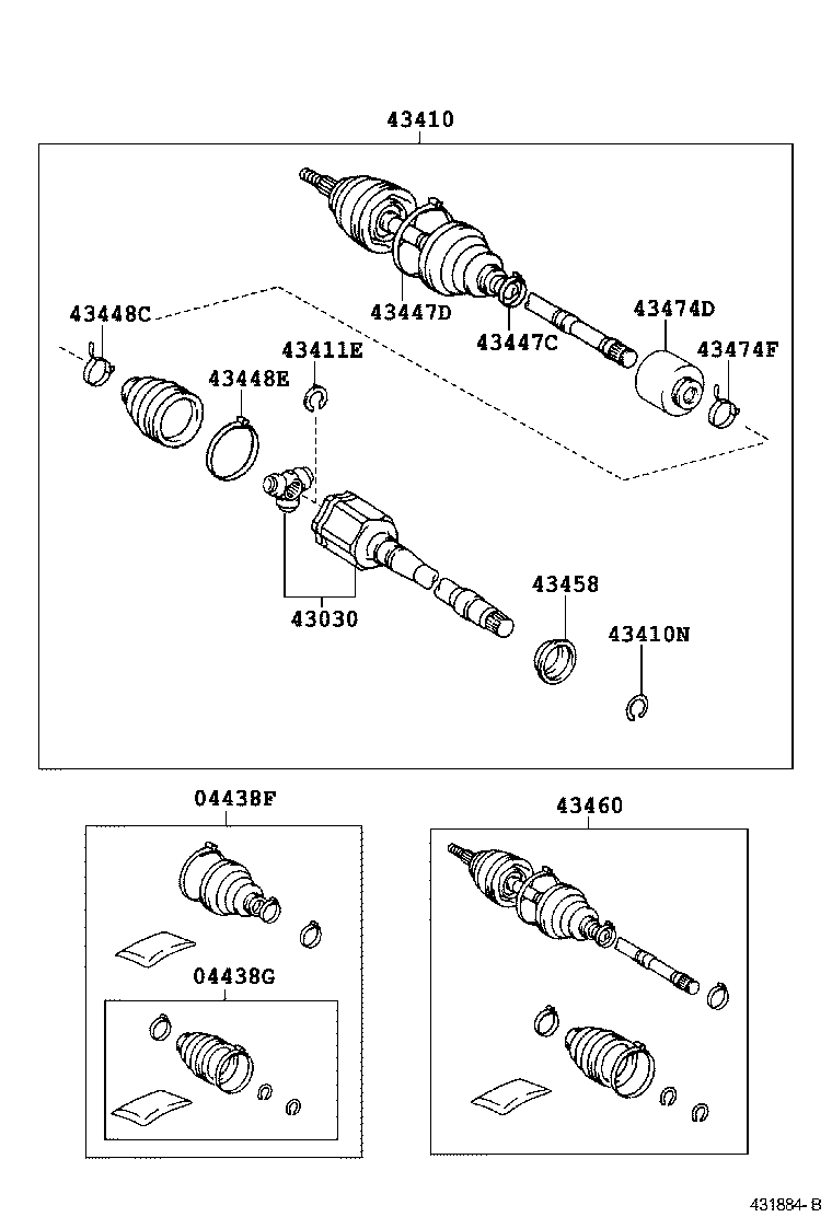04427-0W050 BOOT KIT, FRONT DRIVE SHAFT, IN & OUTBOARD, RH product image