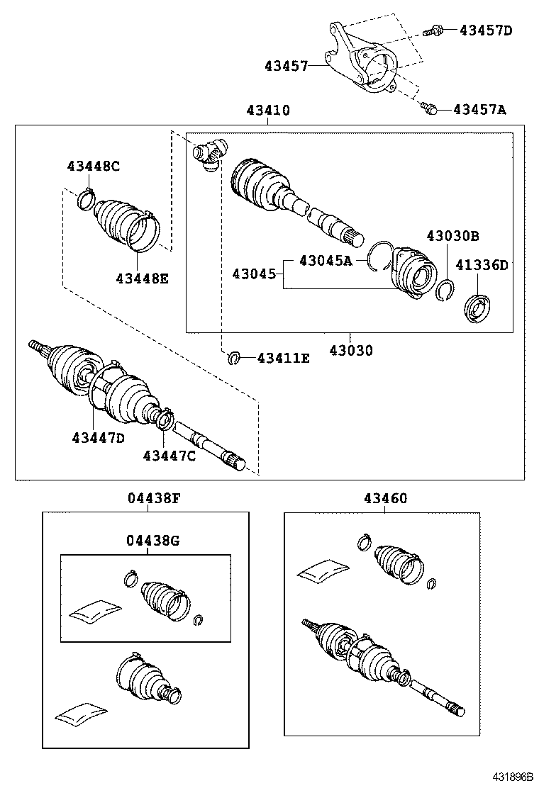 04427-02411 BOOT KIT, FRONT DRIVE SHAFT, IN & OUTBOARD, RH product image
