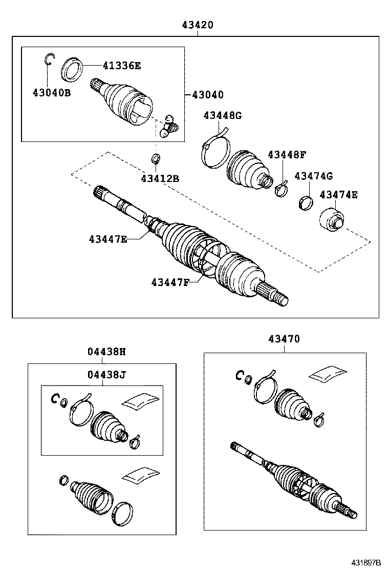 04427-02411 BOOT KIT, FRONT DRIVE SHAFT, IN & OUTBOARD, RH product image