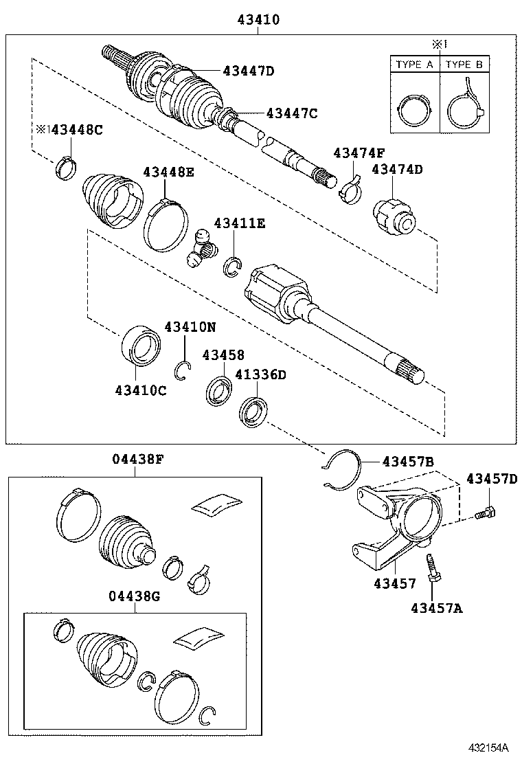 04427-48160 BOOT KIT, FRONT DRIVE SHAFT, IN & OUTBOARD, RH product image