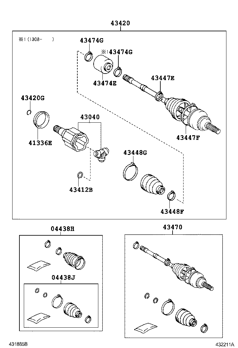04427-0E042 BOOT KIT, FRONT DRIVE SHAFT, IN & OUTBOARD, RH product image