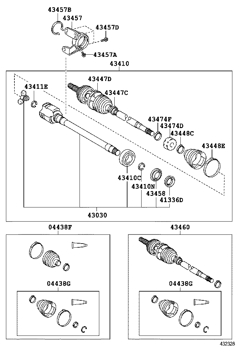 04427-06360 BOOT KIT, FRONT DRIVE SHAFT, IN & OUTBOARD, RH product image