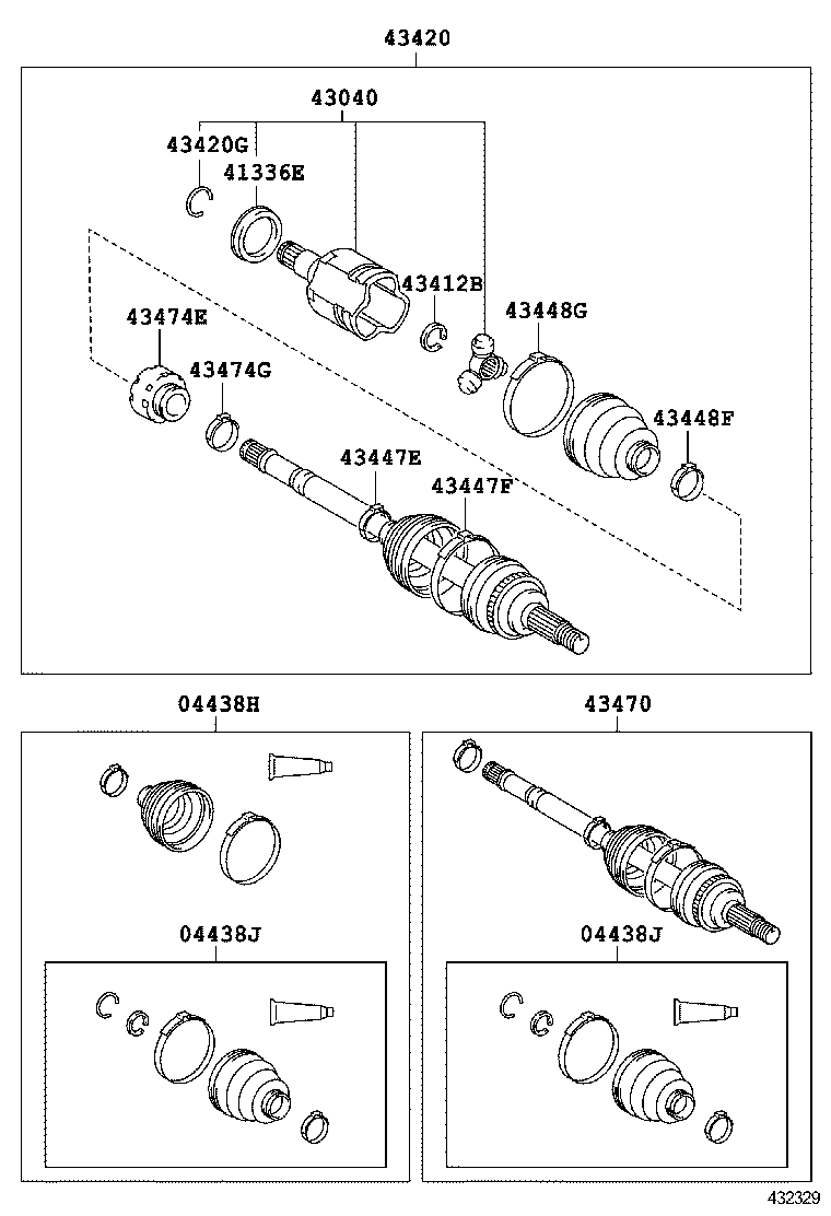 04427-06360 BOOT KIT, FRONT DRIVE SHAFT, IN & OUTBOARD, RH product image