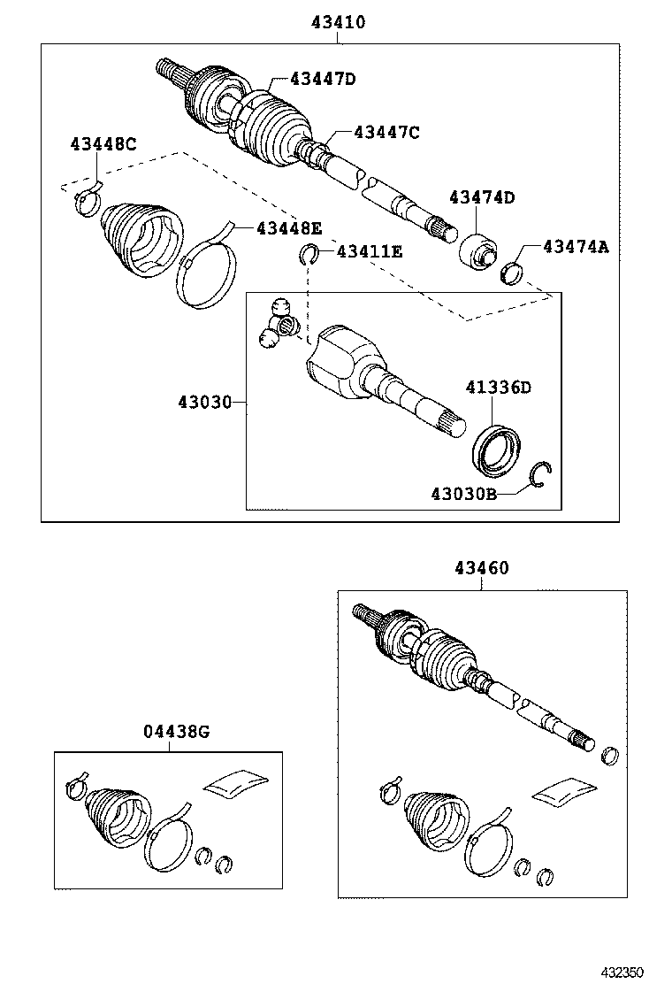 04427-02410 BOOT KIT, FRONT DRIVE SHAFT, IN & OUTBOARD, RH product image