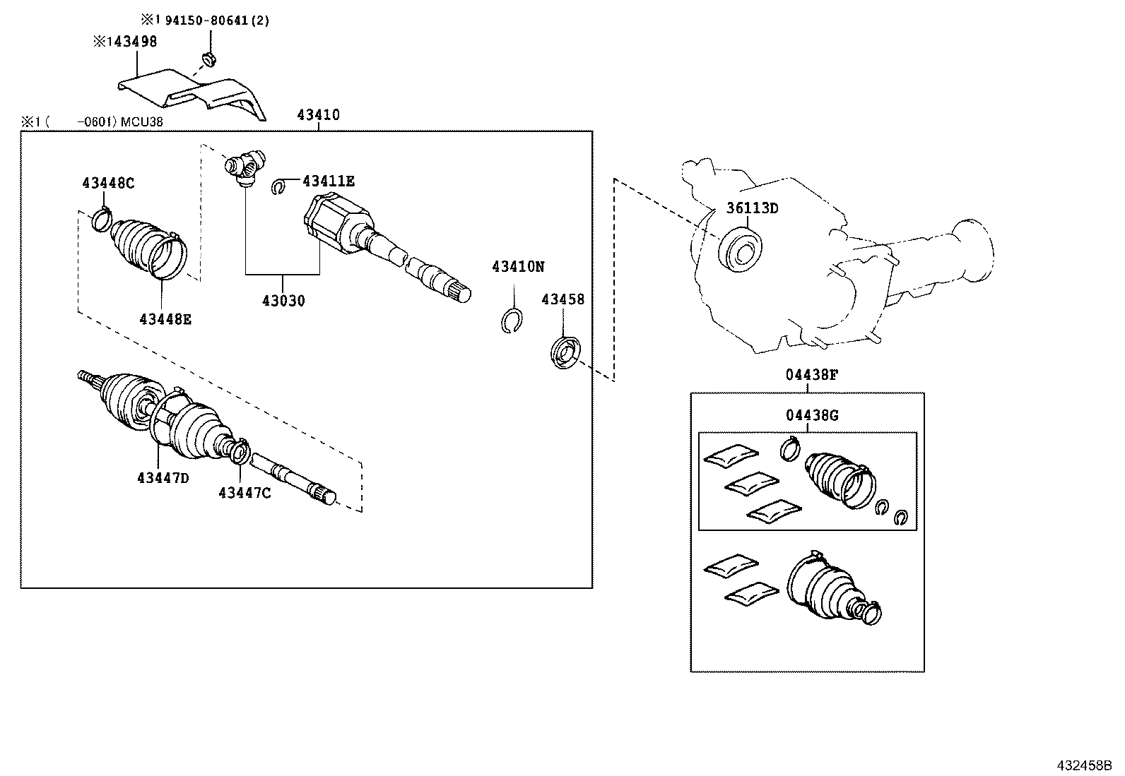 04427-08040 BOOT KIT, FRONT DRIVE SHAFT, IN & OUTBOARD, RH product image