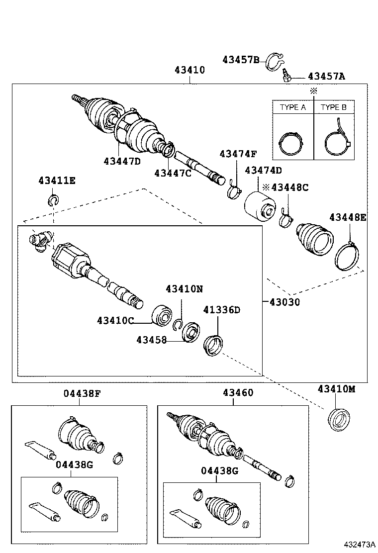 04437-06110 BOOT KIT, FRONT DRIVE SHAFT INBOARD JOINT, RH product image