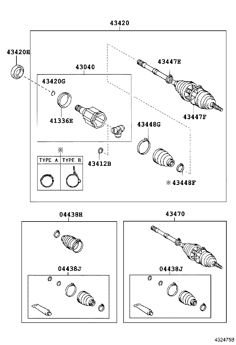 04437-06110 BOOT KIT, FRONT DRIVE SHAFT INBOARD JOINT, RH product image