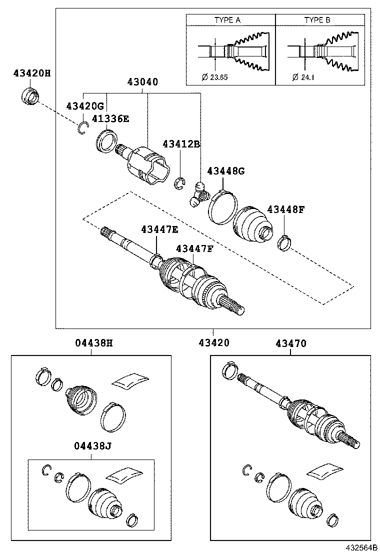 04427-52691 BOOT KIT, FRONT DRIVE SHAFT, IN & OUTBOARD, RH product image