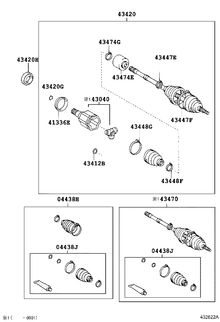 43410-33330 SHAFT ASSY, FRONT DRIVE, RH product image