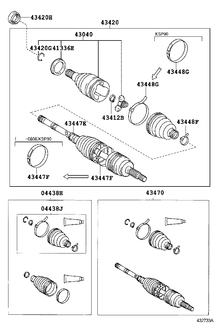 04427-52871 BOOT KIT, FRONT DRIVE SHAFT, IN & OUTBOARD, RH product image