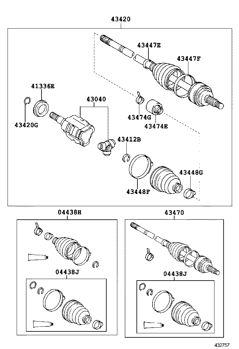 04427-07060 BOOT KIT, FRONT DRIVE SHAFT, IN & OUTBOARD, RH product image