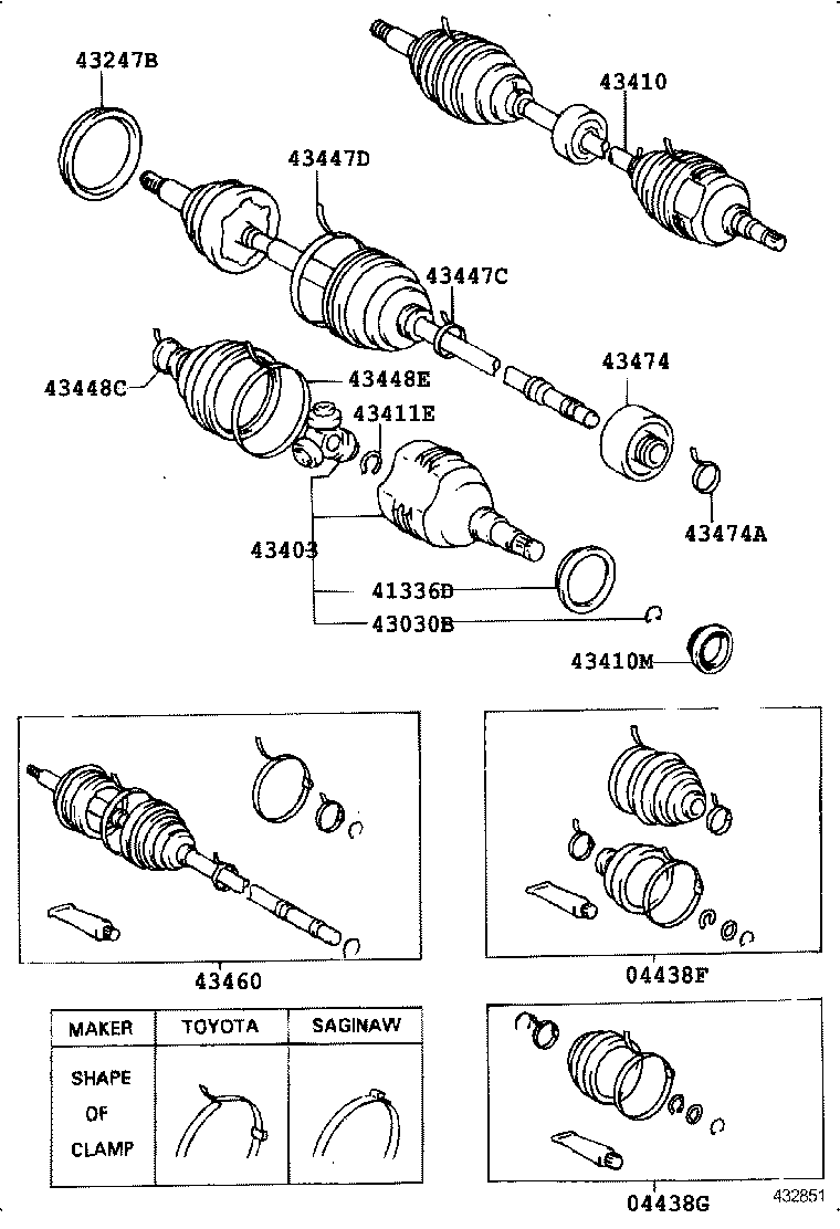 04438-12300 BOOT KIT, FRONT DRIVE SHAFT, IN & OUTBOARD, LH product image