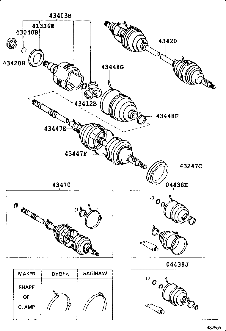 04438-12300 BOOT KIT, FRONT DRIVE SHAFT, IN & OUTBOARD, LH product image