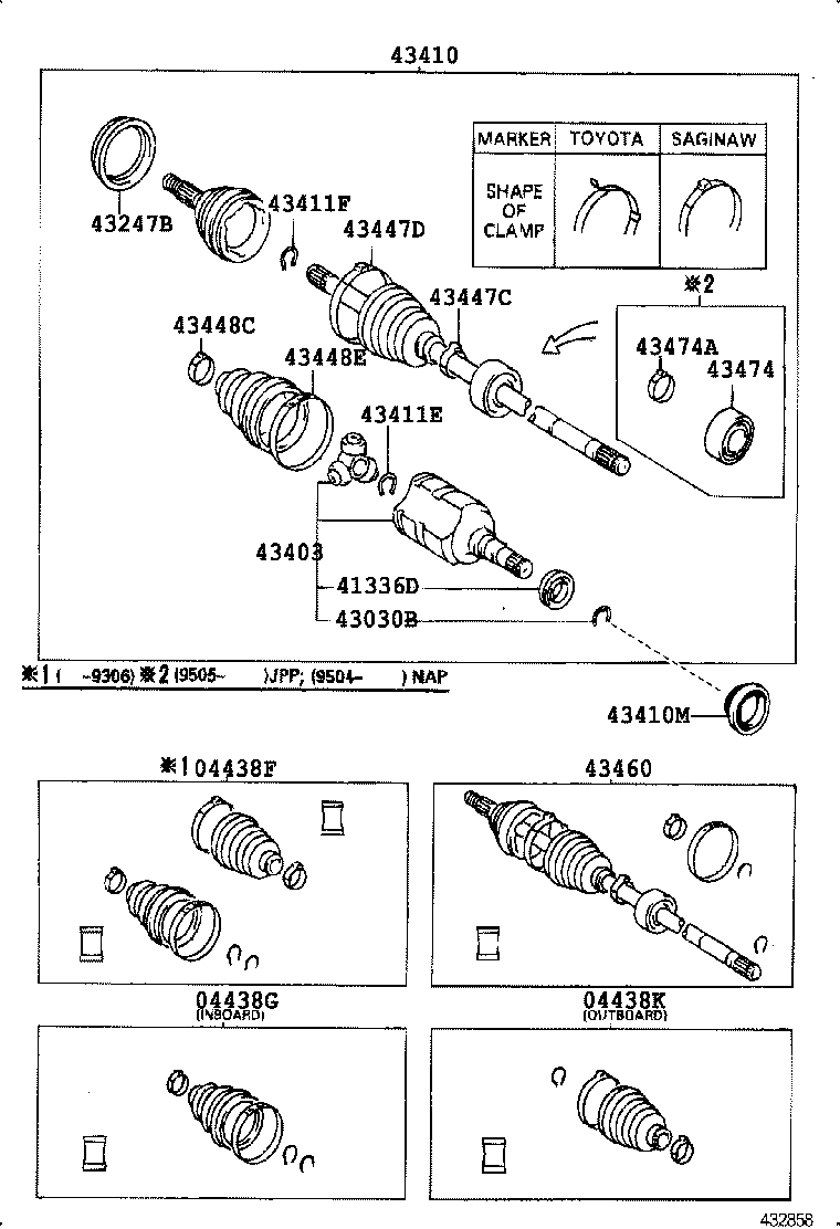 04438-12300 BOOT KIT, FRONT DRIVE SHAFT, IN & OUTBOARD, LH product image