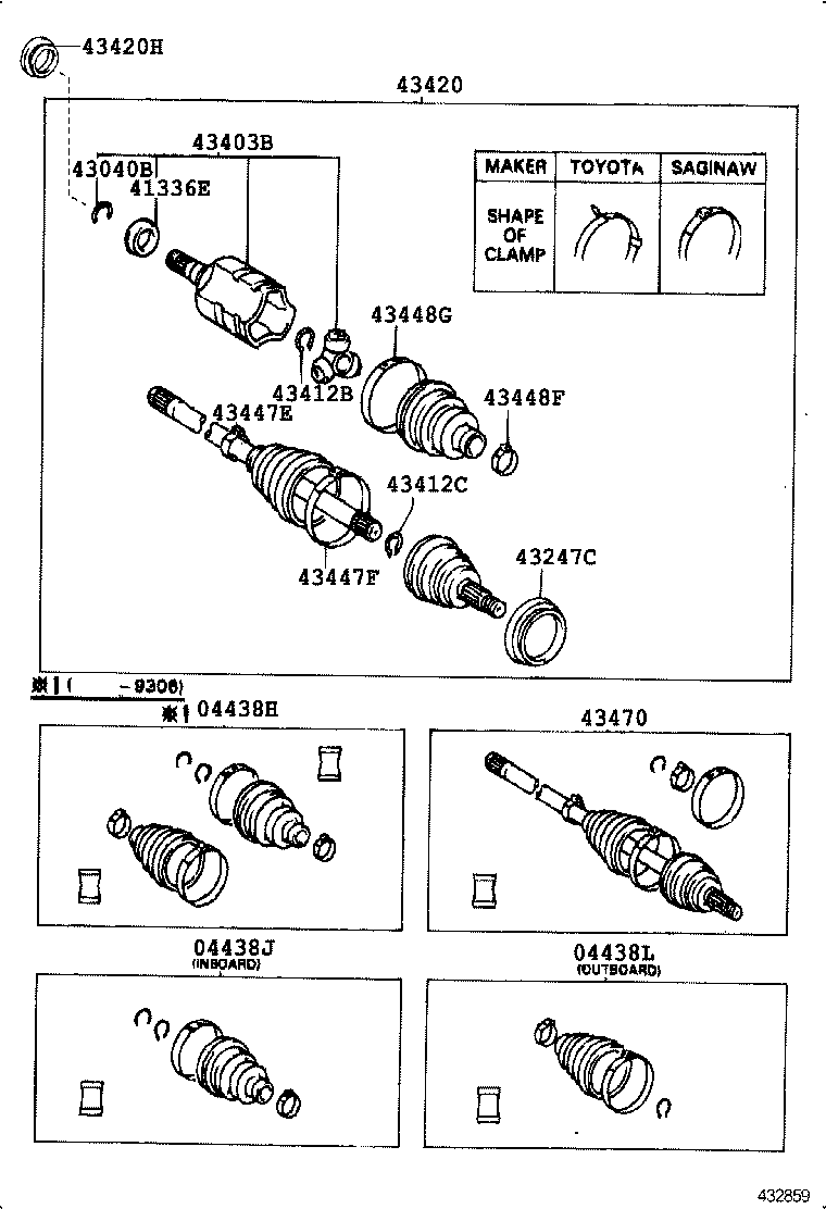 04438-12300 BOOT KIT, FRONT DRIVE SHAFT, IN & OUTBOARD, LH product image