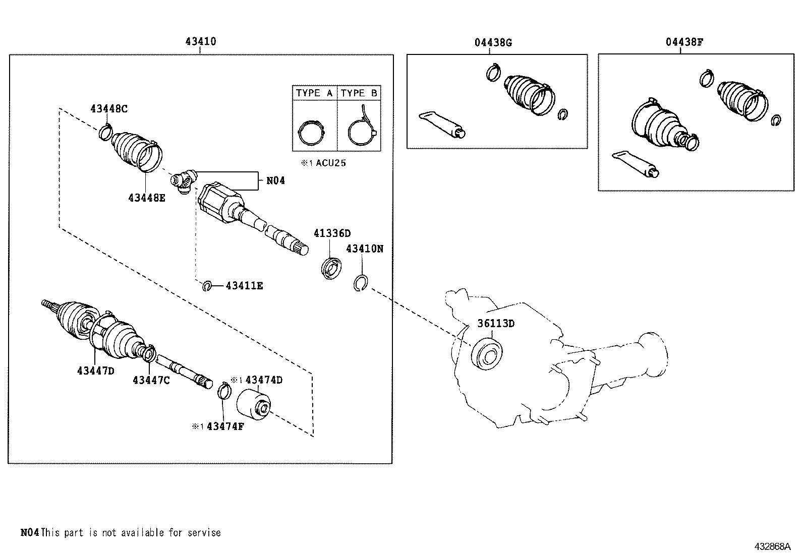43410-0W150 SHAFT ASSY, FRONT DRIVE, RH product image